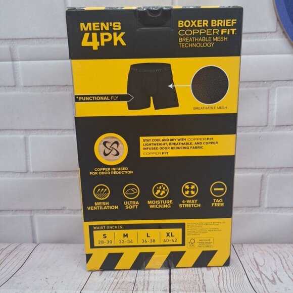 4PK Copper Fit Mens Performance Workgear Boxer Briefs XL 40-42 Copper Infused - Picture 5 of 7